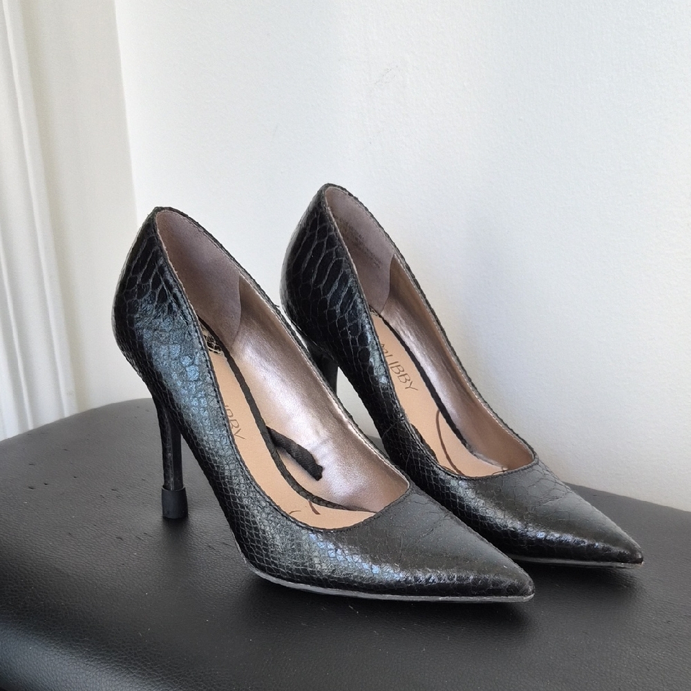 Sam & Libby Black Textured Heels